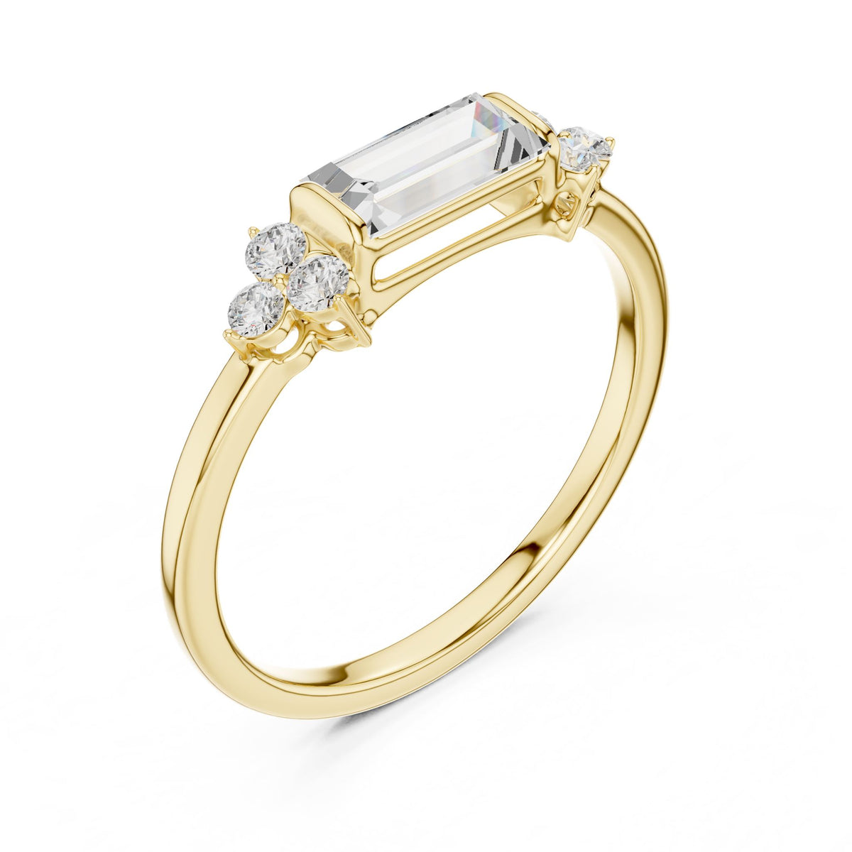 Emerald Cluster Lab Grown Diamond Engagement Ring
