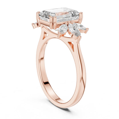 Emerald Cluster Lab Grown Diamond Engagement Ring