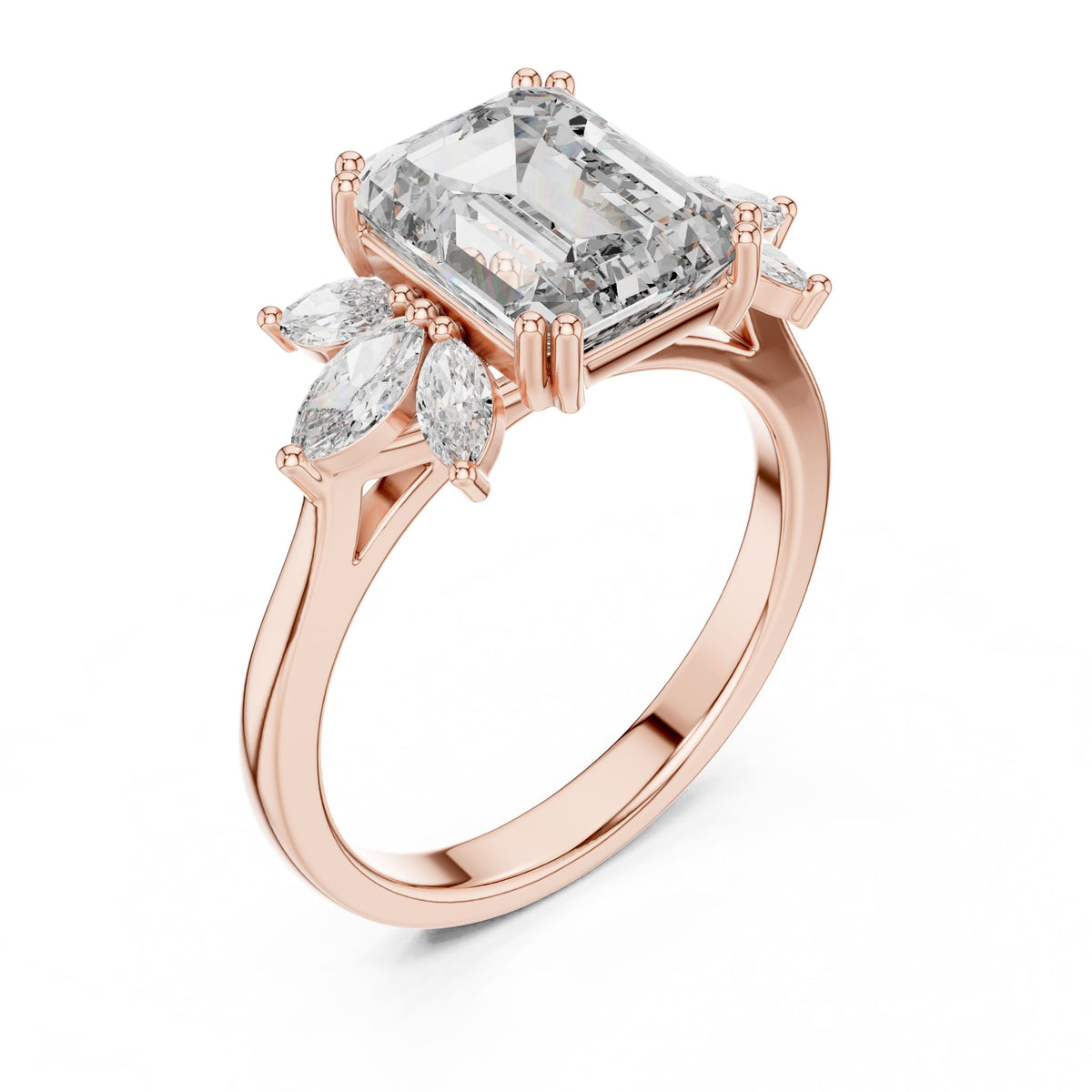 Emerald Cluster Lab Grown Diamond Engagement Ring
