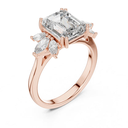 Emerald Cluster Lab Grown Diamond Engagement Ring