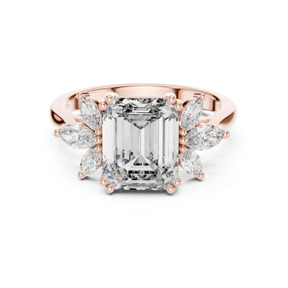 Emerald Cluster Lab Grown Diamond Engagement Ring