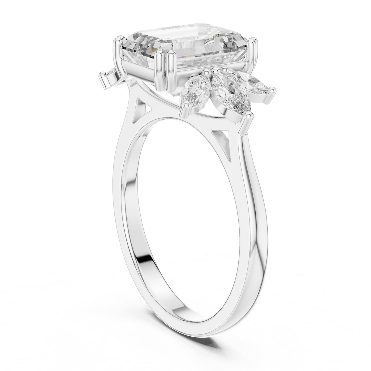 Emerald Cluster Lab Grown Diamond Engagement Ring