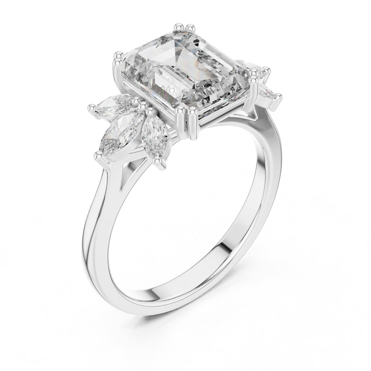 Emerald Cluster Lab Grown Diamond Engagement Ring