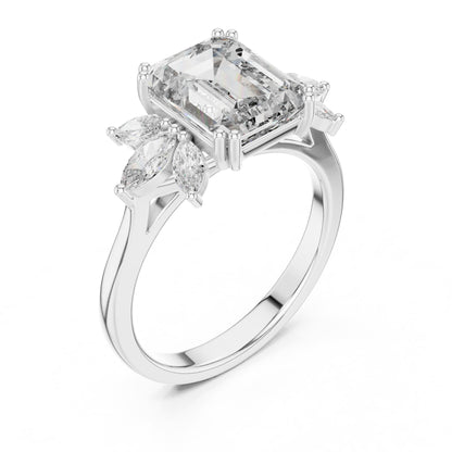 Emerald Cluster Lab Grown Diamond Engagement Ring