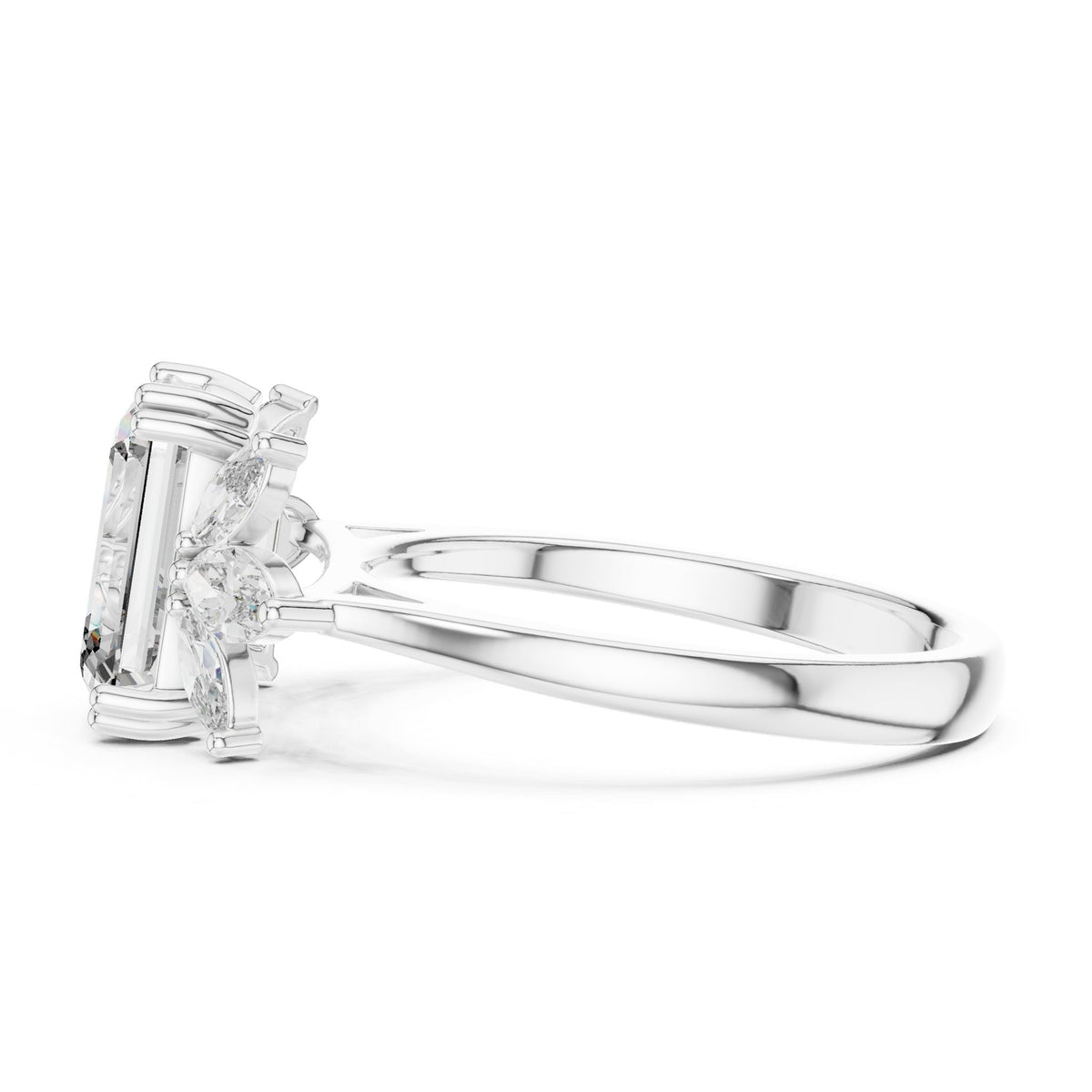 Emerald Cluster Lab Grown Diamond Engagement Ring