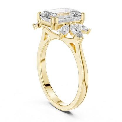Emerald Cluster Lab Grown Diamond Engagement Ring
