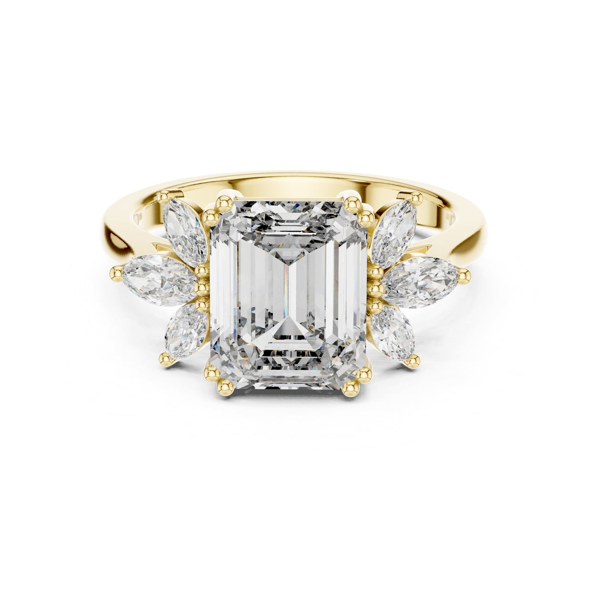 Emerald Cluster Lab Grown Diamond Engagement Ring