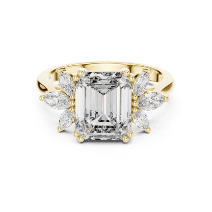 Emerald Cluster Lab Grown Diamond Engagement Ring