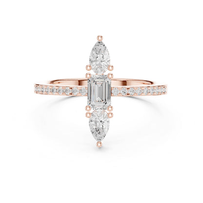 Emerald Cluster Lab Grown Diamond Engagement Ring