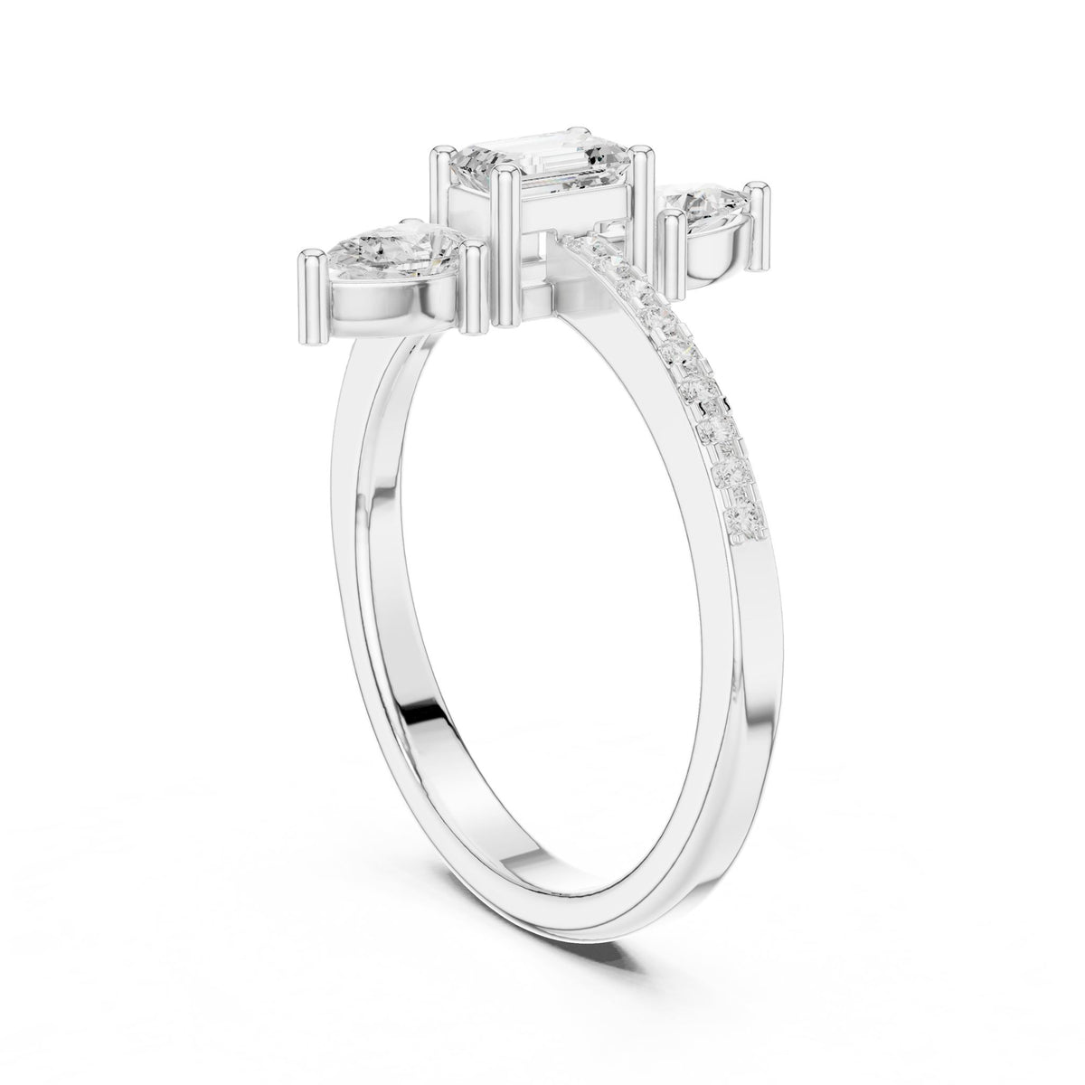 Emerald Cluster Lab Grown Diamond Engagement Ring