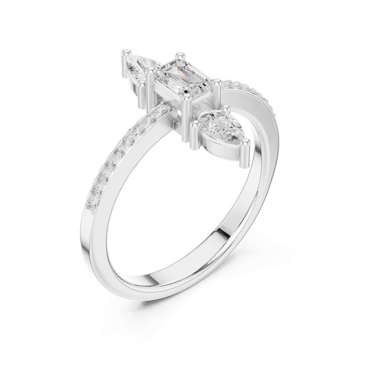 Emerald Cluster Lab Grown Diamond Engagement Ring
