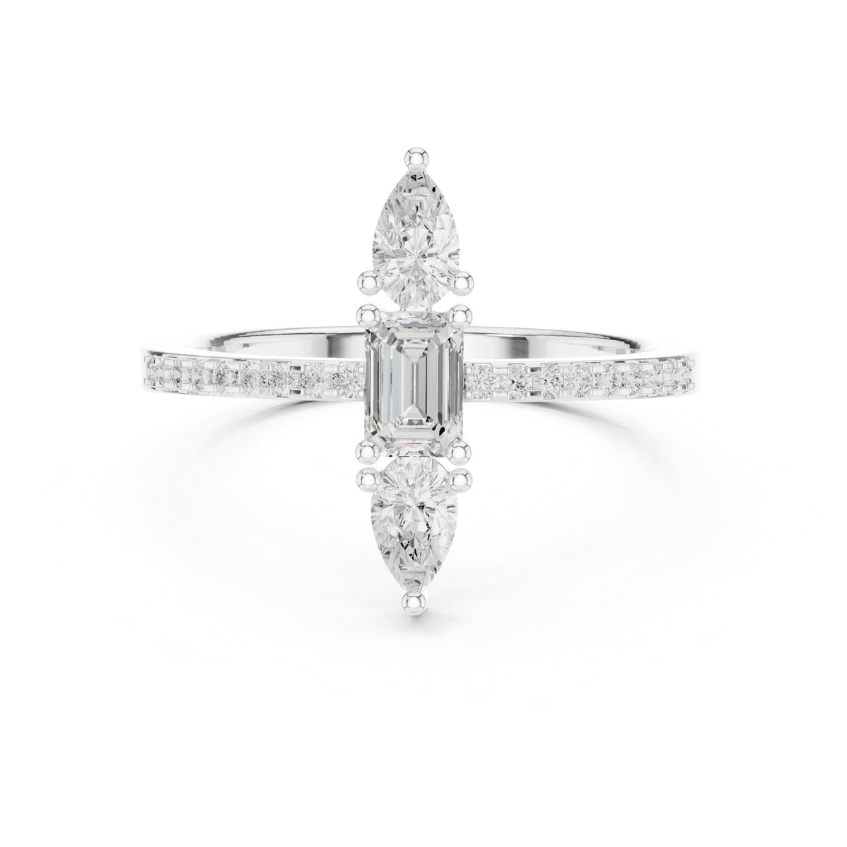 Emerald Cluster Lab Grown Diamond Engagement Ring