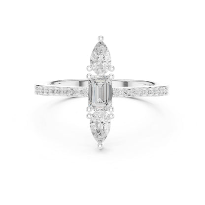 Emerald Cluster Lab Grown Diamond Engagement Ring