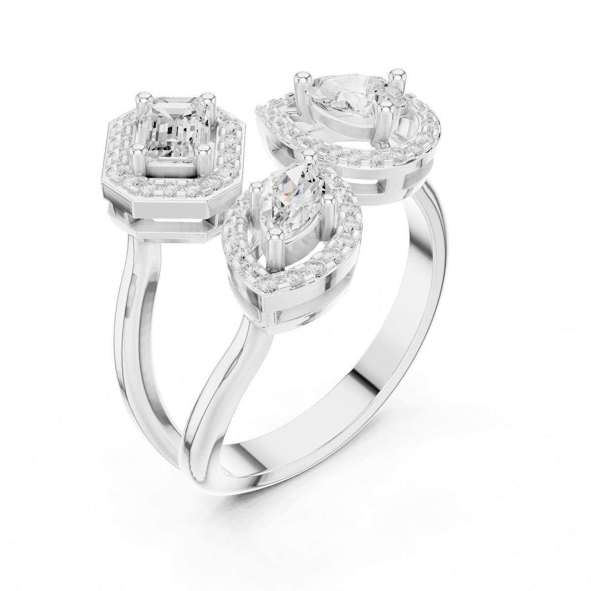 Emerald Cluster Lab Grown Diamond Engagement Ring
