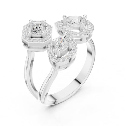 Emerald Cluster Lab Grown Diamond Engagement Ring