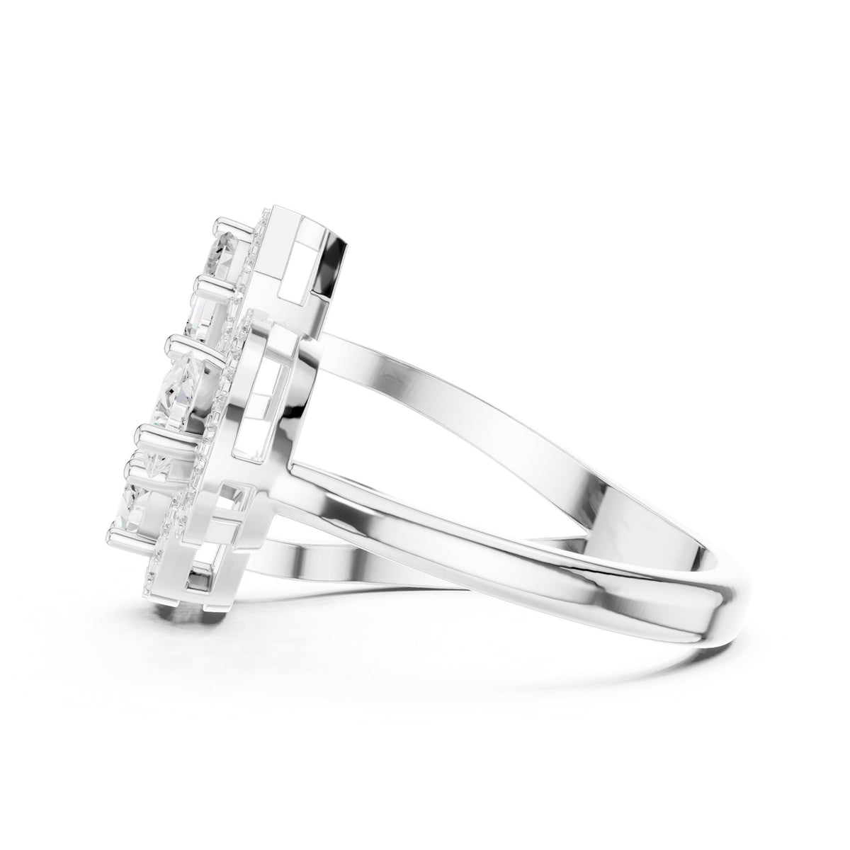 Emerald Cluster Lab Grown Diamond Engagement Ring