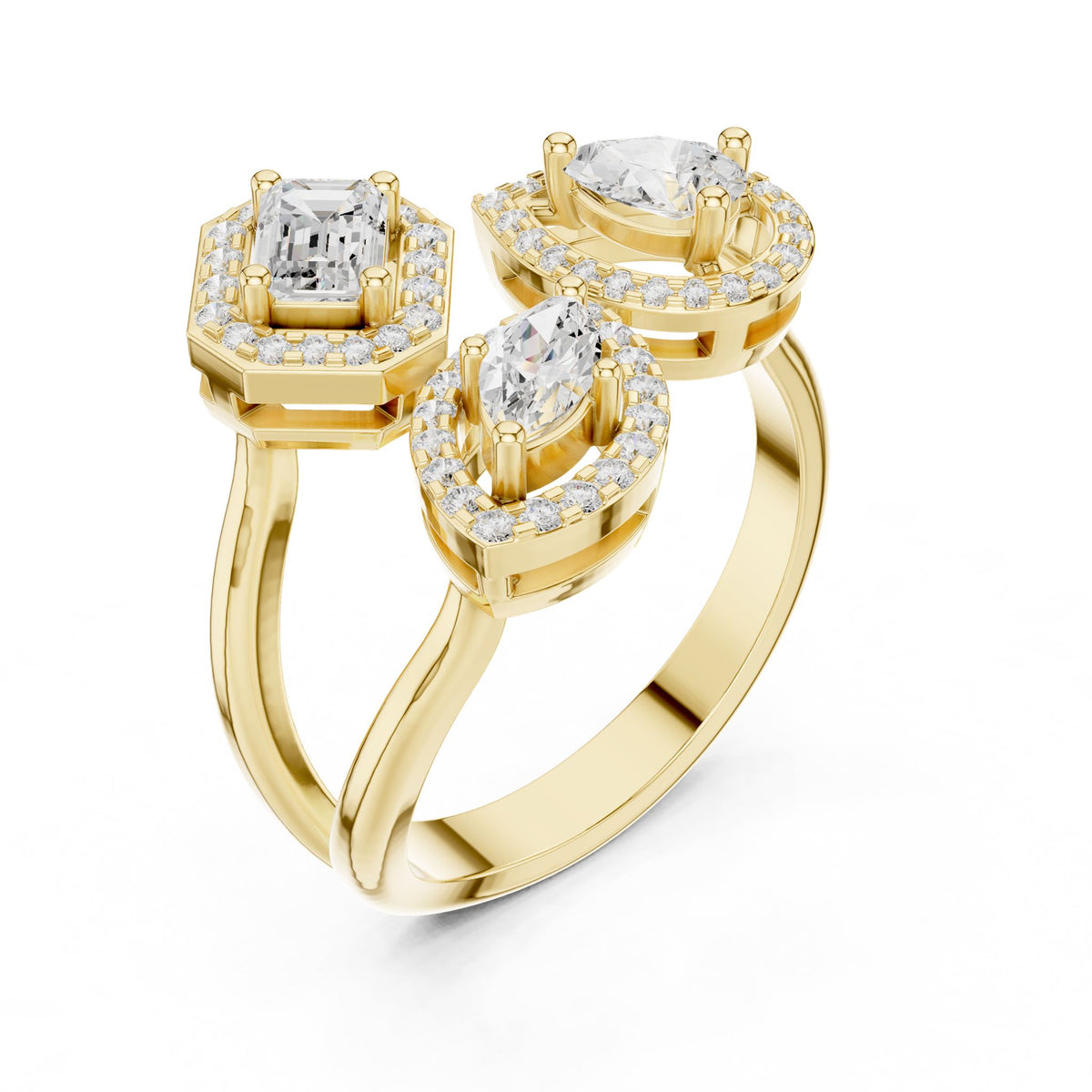 Emerald Cluster Lab Grown Diamond Engagement Ring
