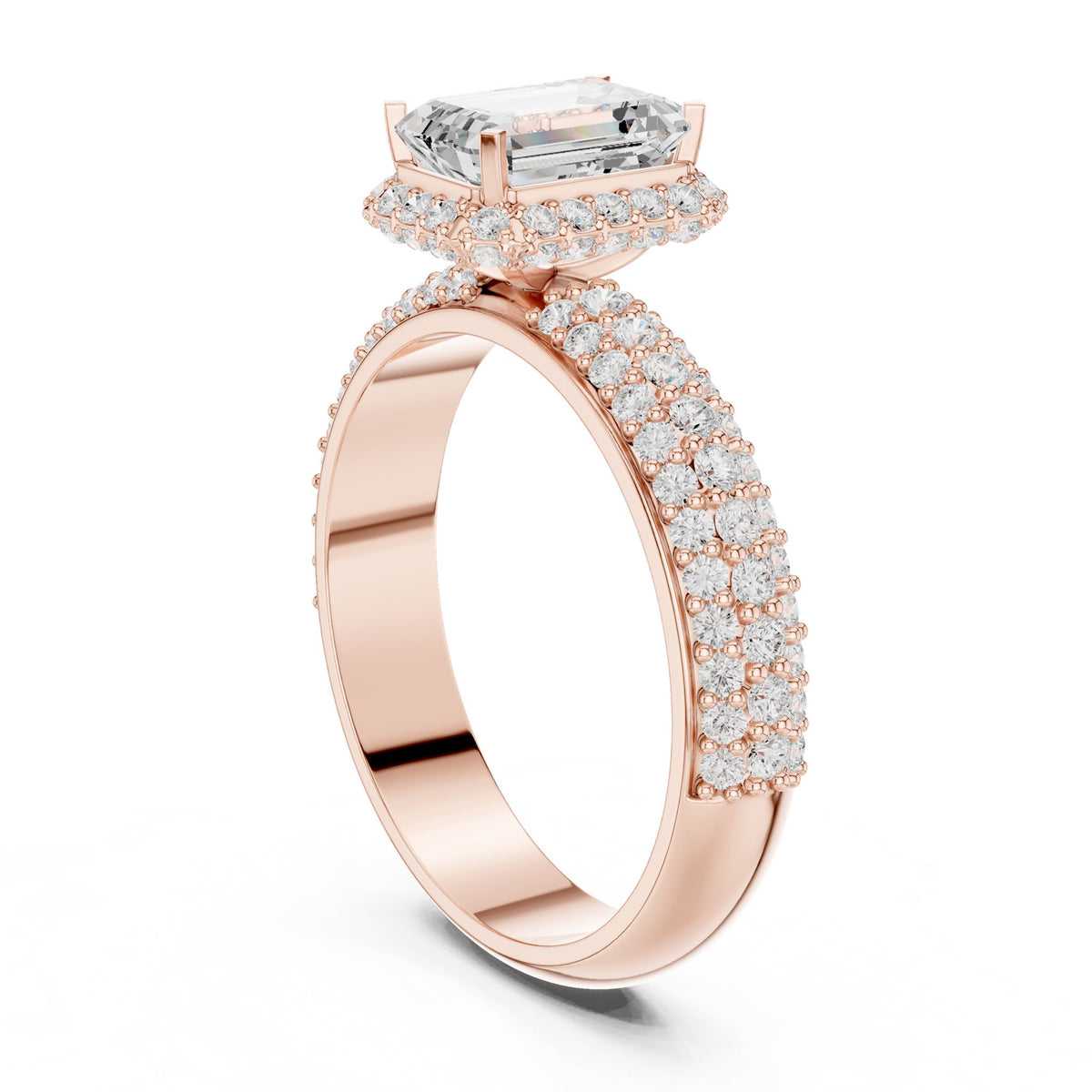 Emerald Halo Lab Grown Diamond Engagement Ring
