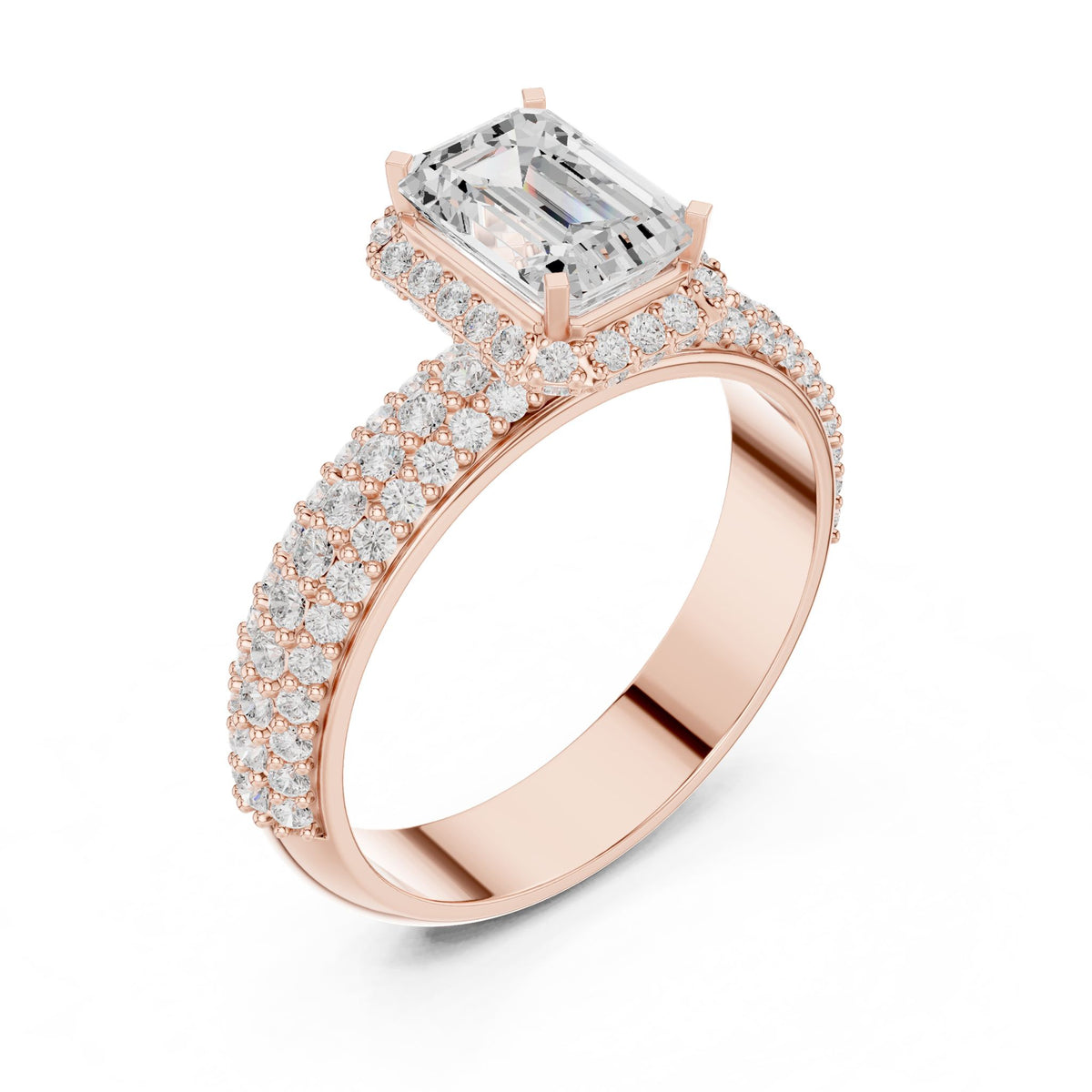 Emerald Halo Lab Grown Diamond Engagement Ring