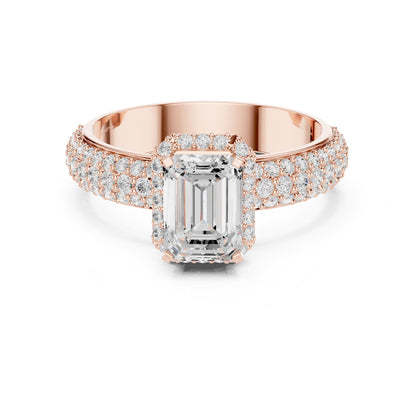 Emerald Halo Lab Grown Diamond Engagement Ring
