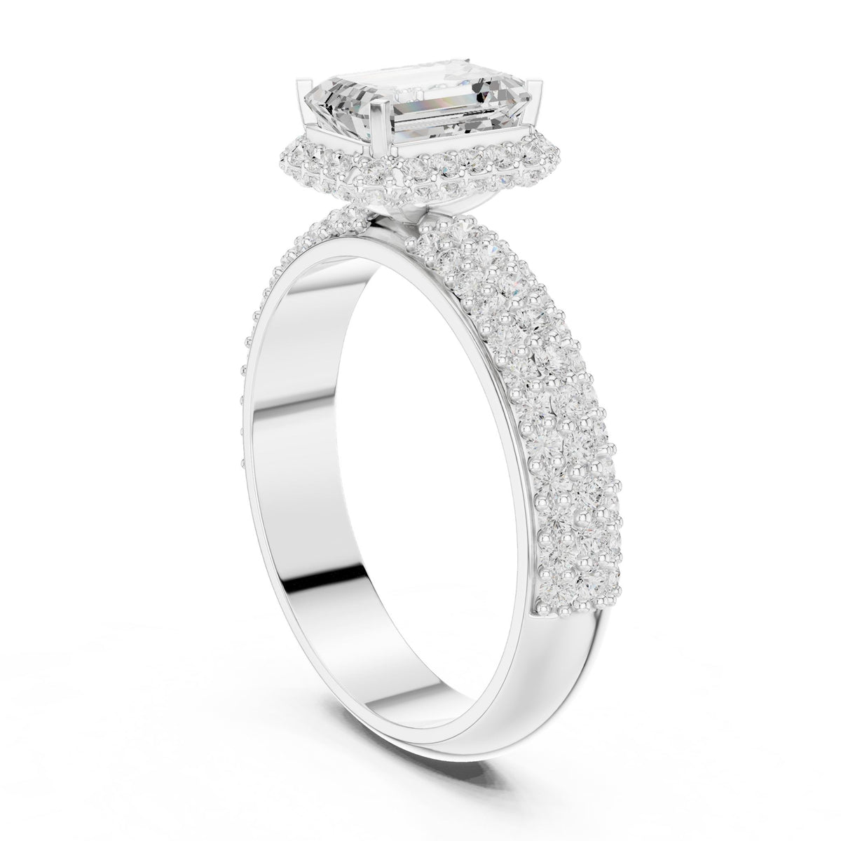 Emerald Halo Lab Grown Diamond Engagement Ring