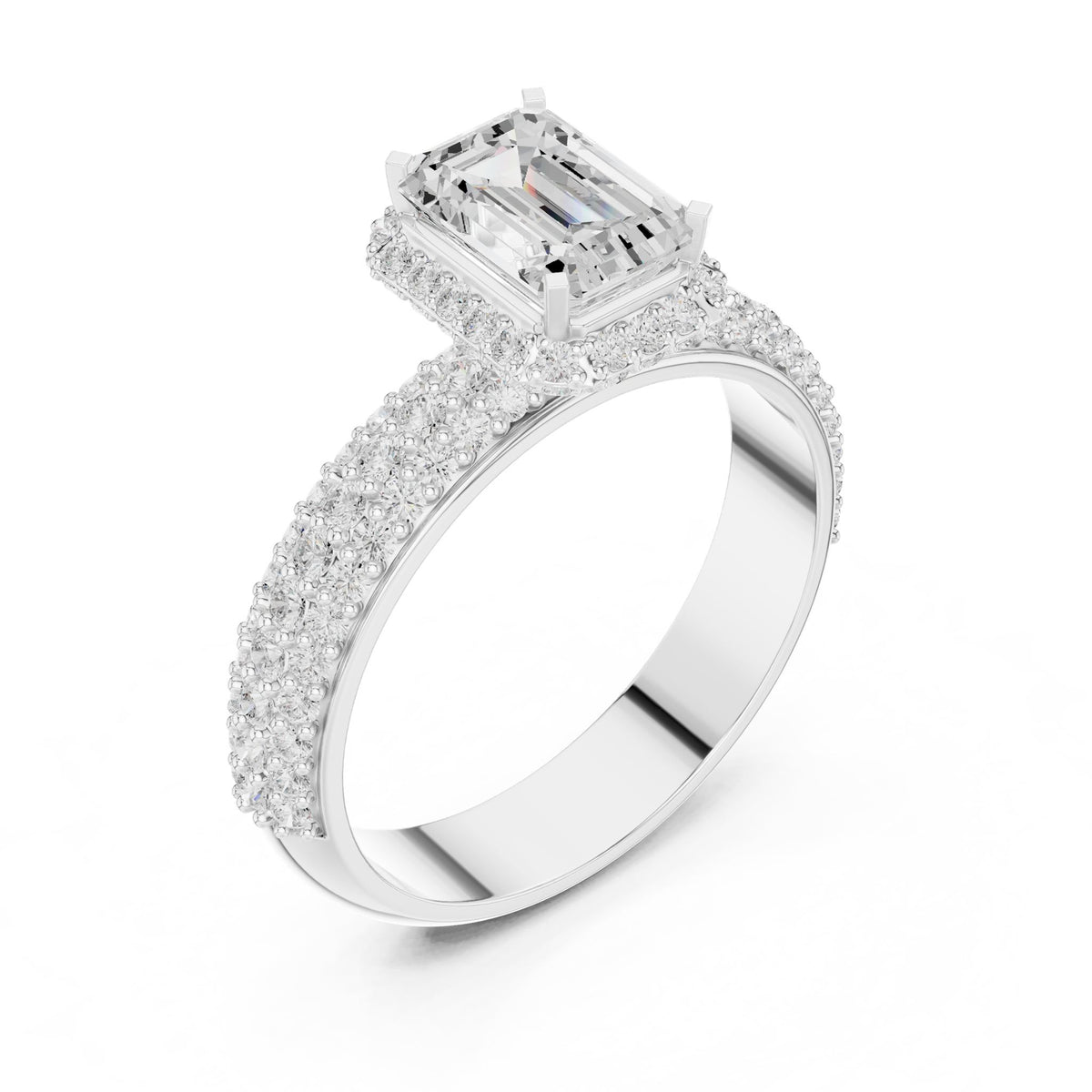 Emerald Halo Lab Grown Diamond Engagement Ring
