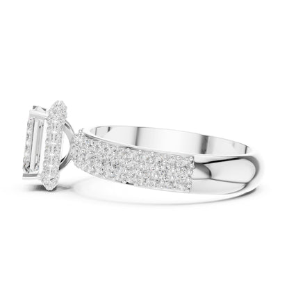 Emerald Halo Lab Grown Diamond Engagement Ring