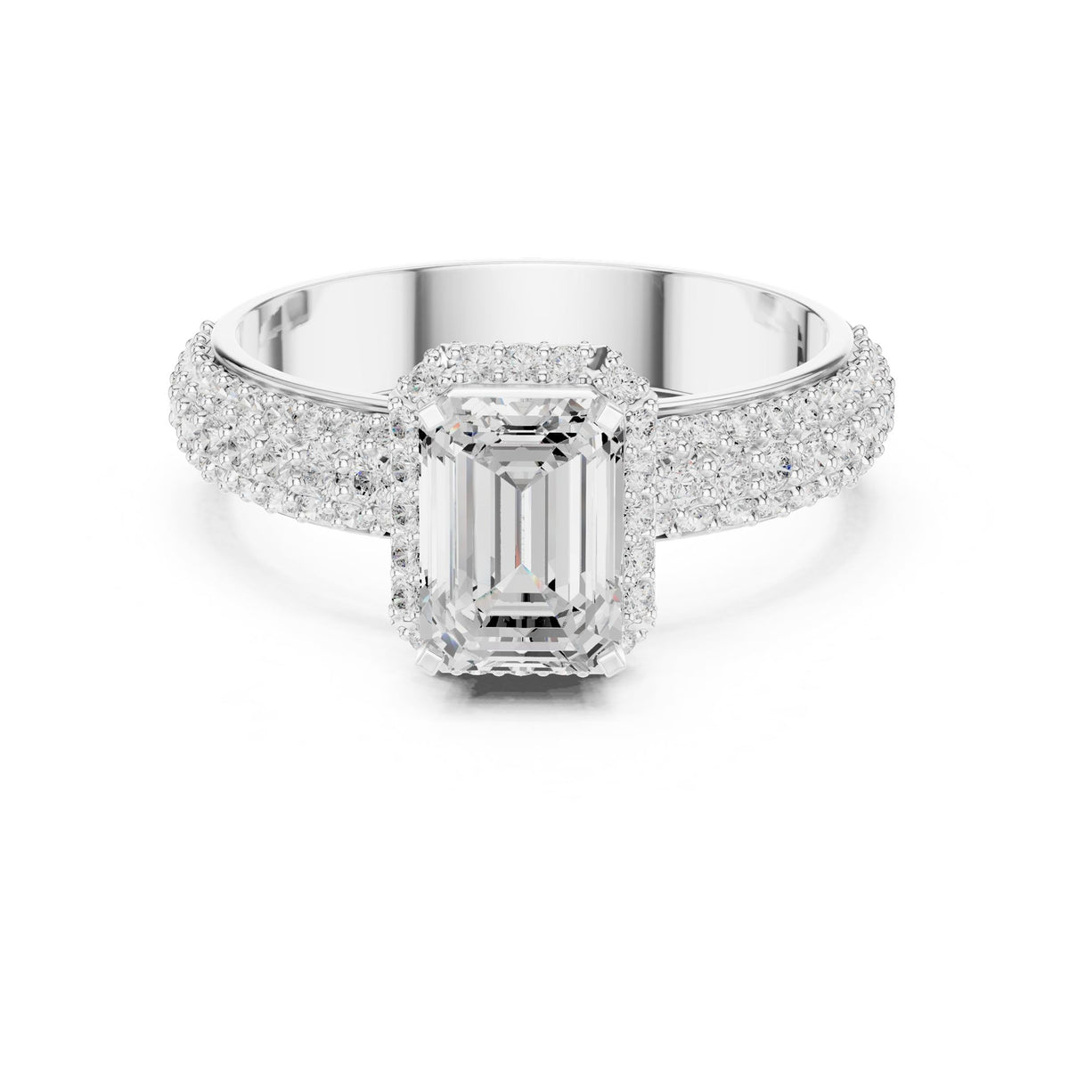 Emerald Halo Lab Grown Diamond Engagement Ring