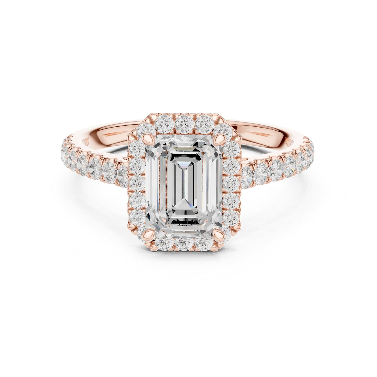 Emerald Halo Lab Grown Diamond Engagement Ring