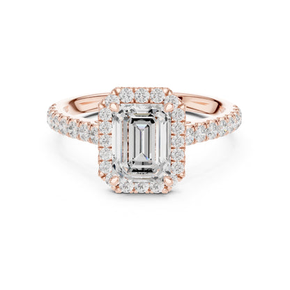 Emerald Halo Lab Grown Diamond Engagement Ring