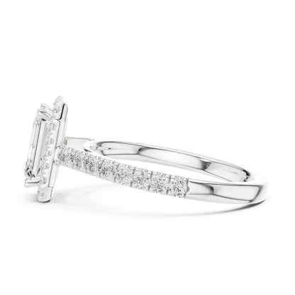 Emerald Halo Lab Grown Diamond Engagement Ring