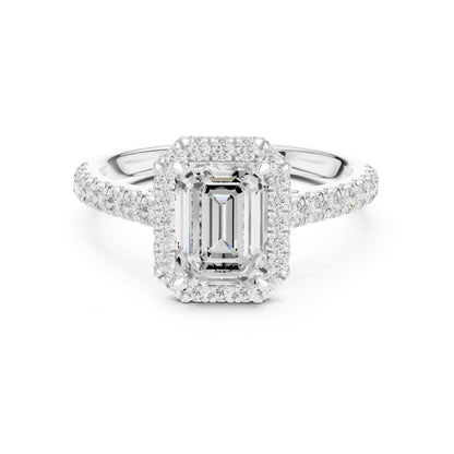 Emerald Halo Lab Grown Diamond Engagement Ring