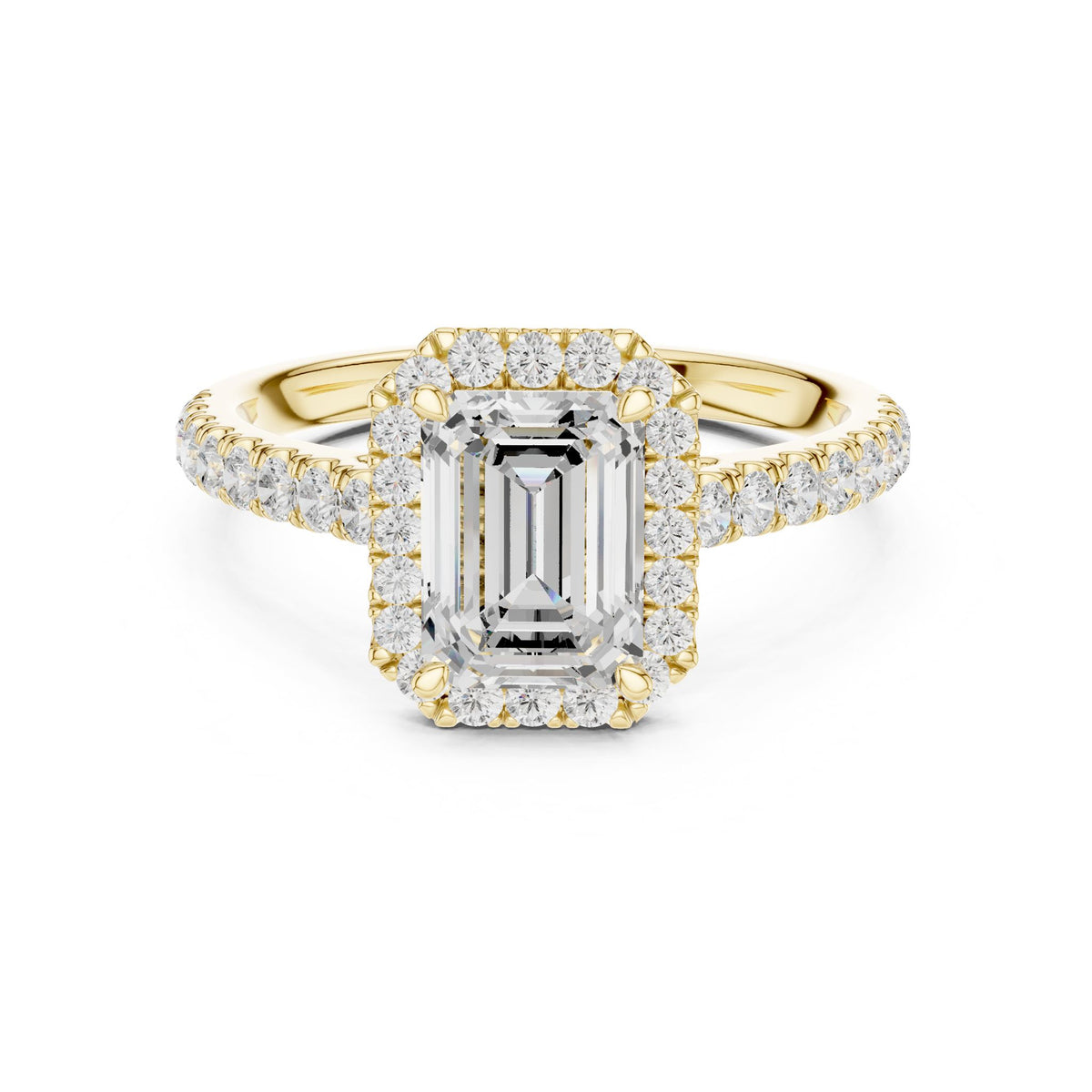 Emerald Halo Lab Grown Diamond Engagement Ring