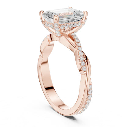 Emerald Halo Lab Grown Diamond Engagement Ring