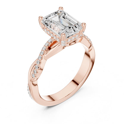 Emerald Halo Lab Grown Diamond Engagement Ring