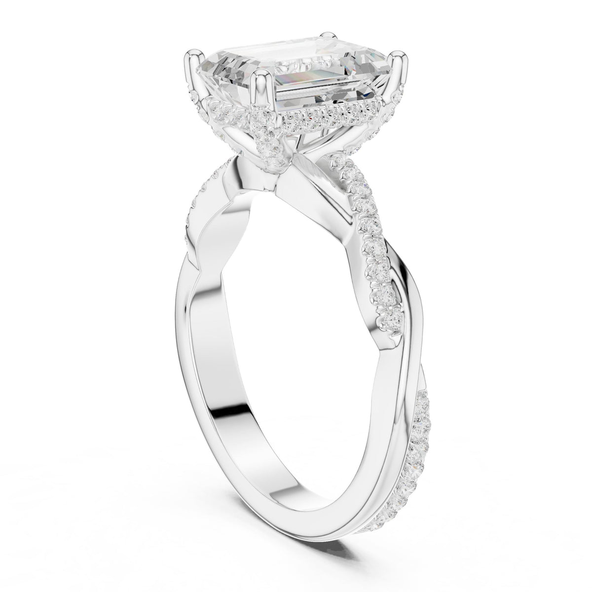 Emerald Halo Lab Grown Diamond Engagement Ring