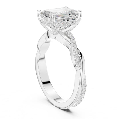 Emerald Halo Lab Grown Diamond Engagement Ring