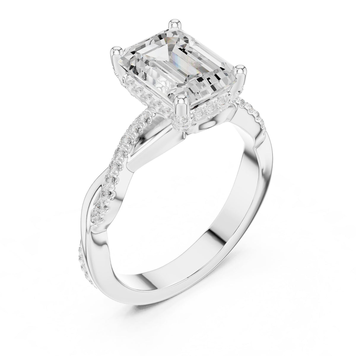Emerald Halo Lab Grown Diamond Engagement Ring