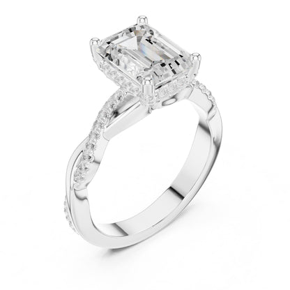 Emerald Halo Lab Grown Diamond Engagement Ring