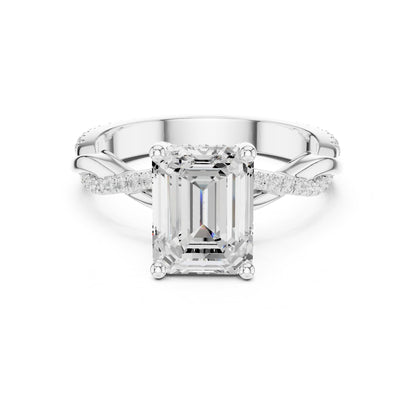 Emerald Halo Lab Grown Diamond Engagement Ring