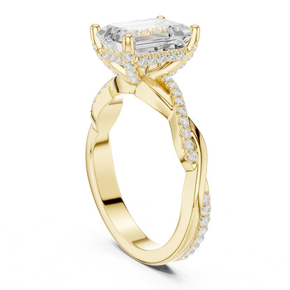 Emerald Halo Lab Grown Diamond Engagement Ring