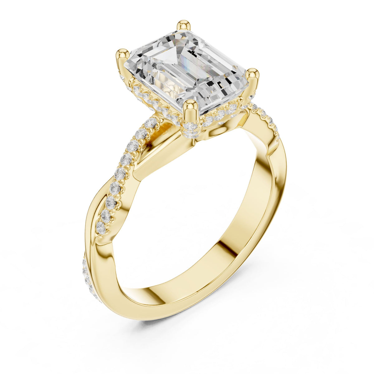 Emerald Halo Lab Grown Diamond Engagement Ring