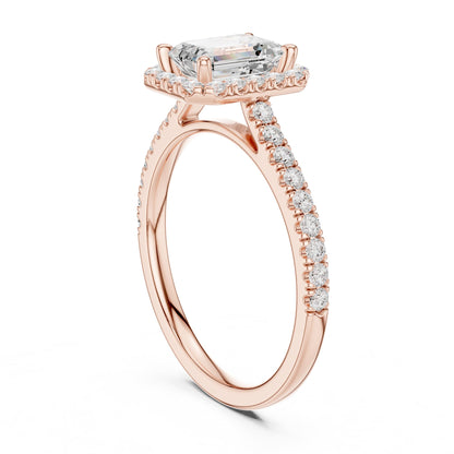 Emerald Halo Lab Grown Diamond Engagement Ring