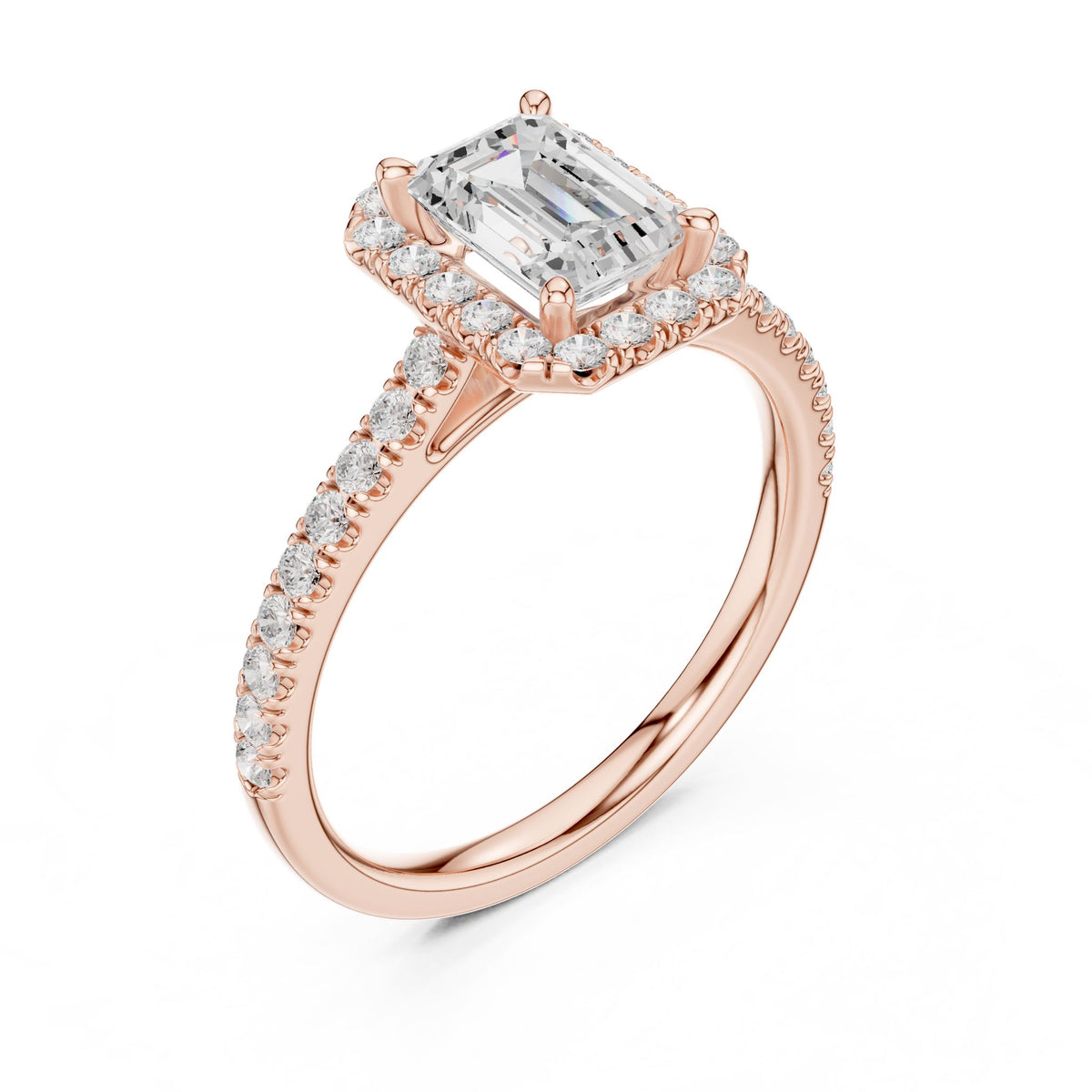 Emerald Halo Lab Grown Diamond Engagement Ring