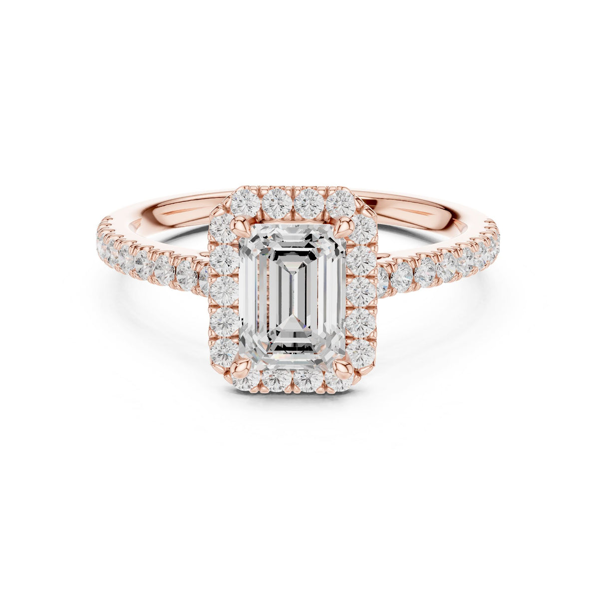 Emerald Halo Lab Grown Diamond Engagement Ring