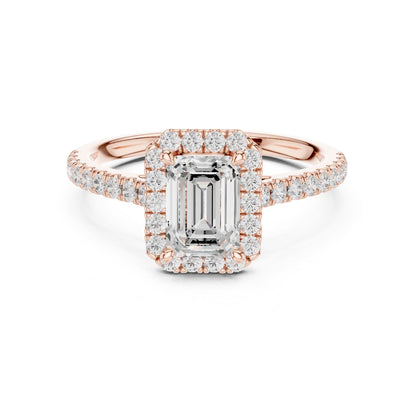 Emerald Halo Lab Grown Diamond Engagement Ring