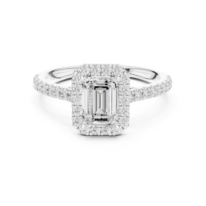 Emerald Halo Lab Grown Diamond Engagement Ring