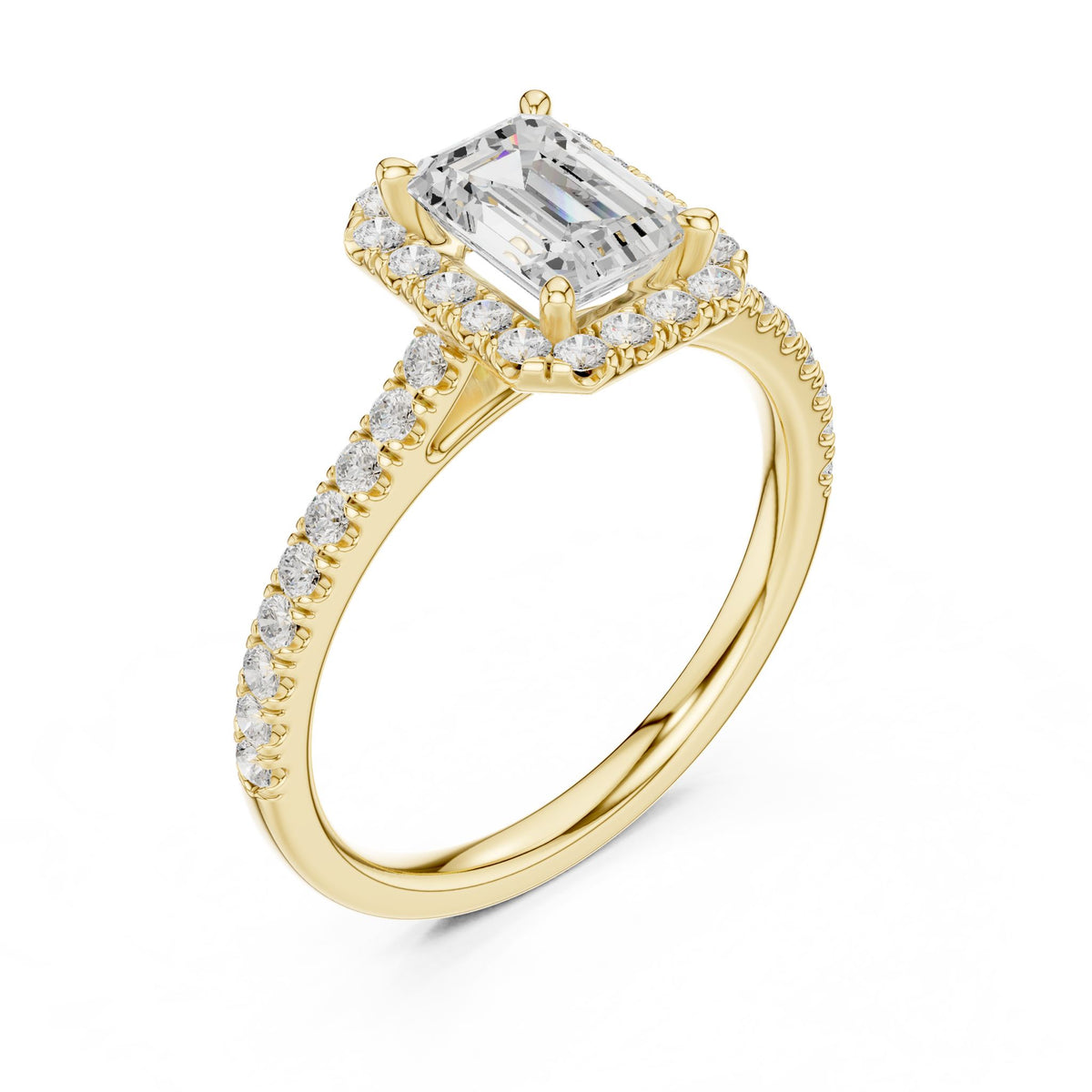 Emerald Halo Lab Grown Diamond Engagement Ring
