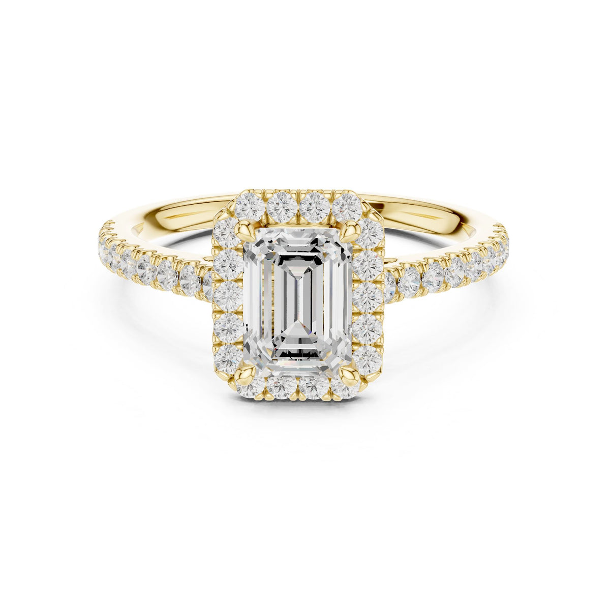 Emerald Halo Lab Grown Diamond Engagement Ring