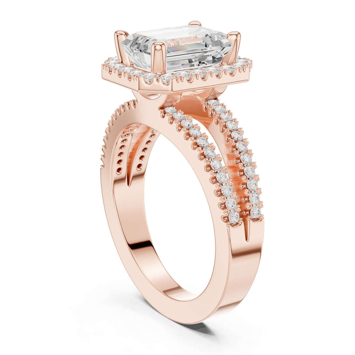 Emerald Halo Lab Grown Diamond Engagement Ring